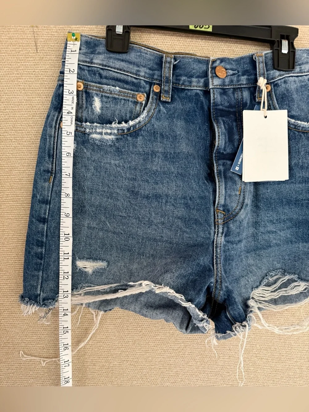 Lovers + Friends Distressed Dark Blue Denim Cutoff Shorts